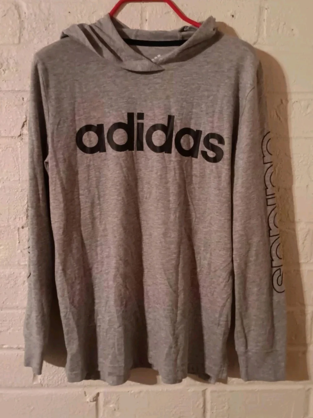 adidas Grey Hooded Logo Sweatshirt for Youth - Picture 3 of 3